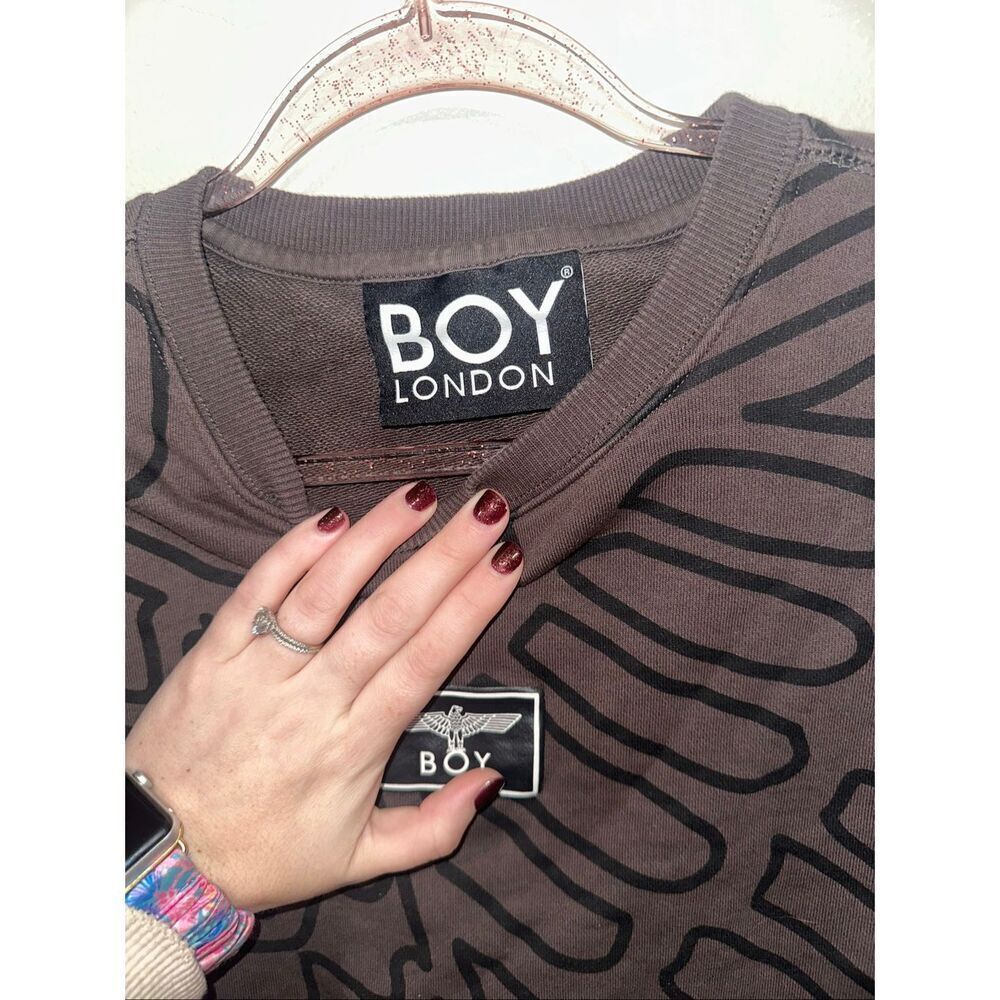 Boy London Brown Scribble Unisex Crewneck Sweatshirt Small - Picture 3 of 5